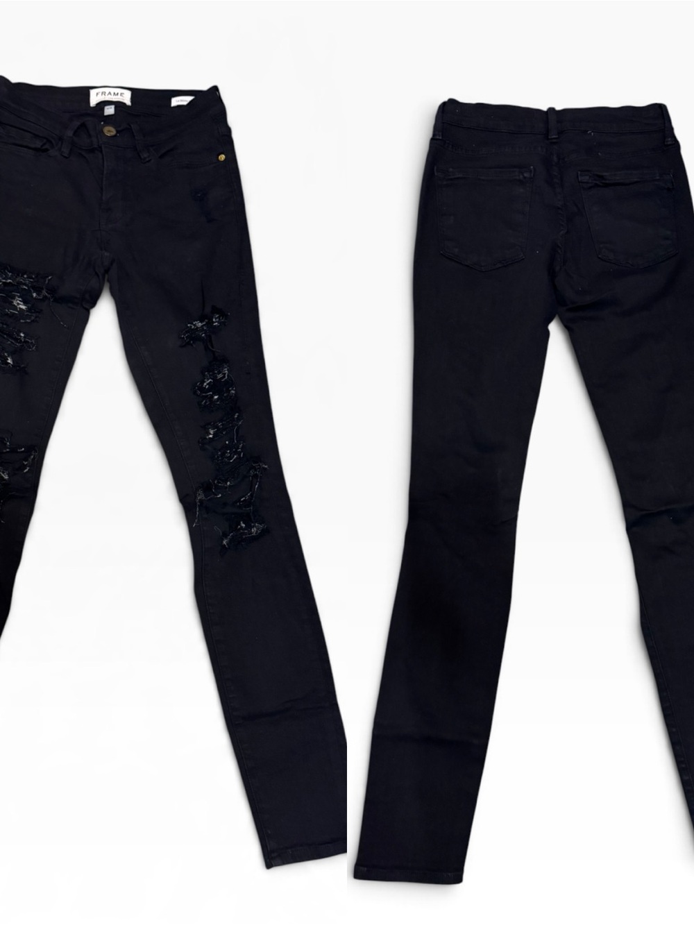 PAIGE Black Distressed Skinny Jeans for Women